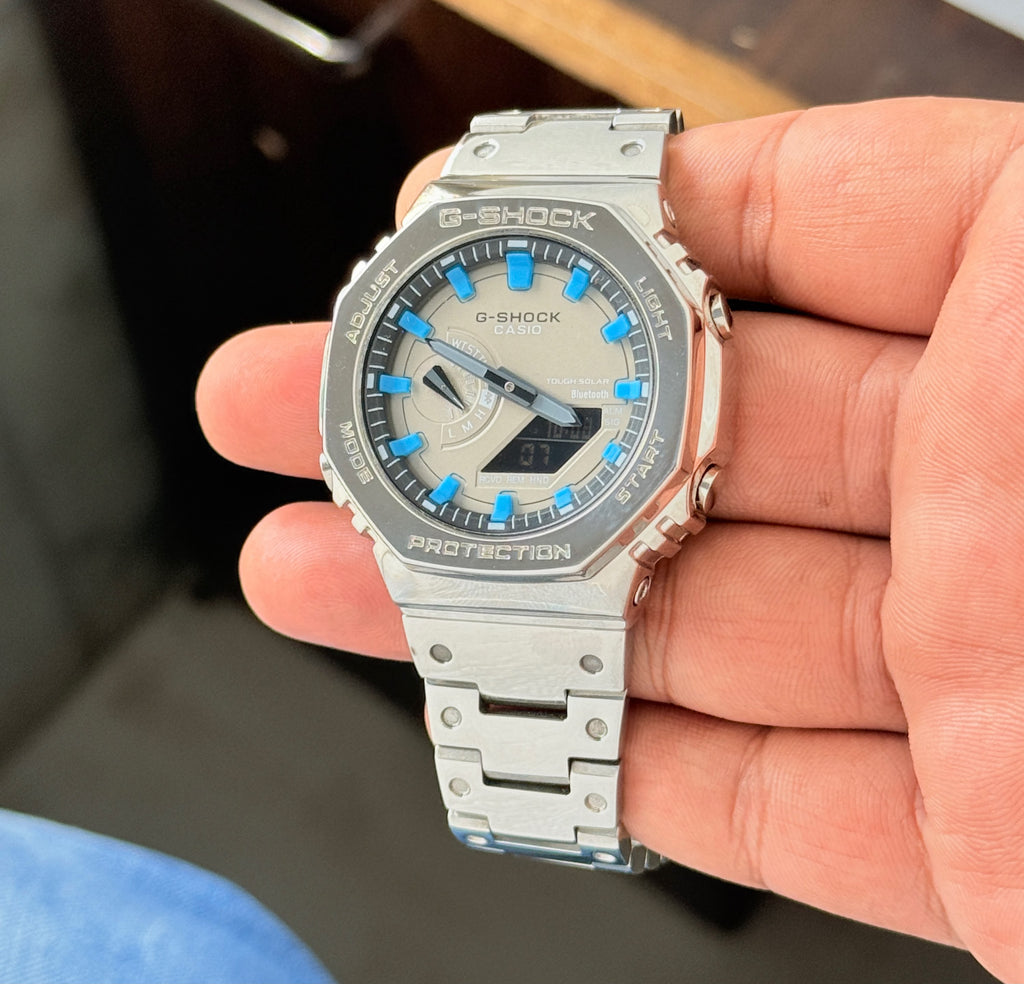 C@sio Gsho©k Mens Silver Stainless Steel Chain All Working